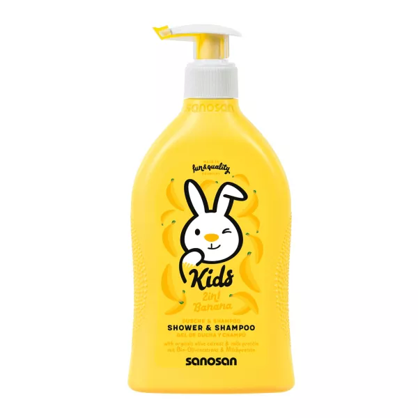 Gel de dus si sampon 2 in 1 cu aroma de banane, 400 ml, Sanosan