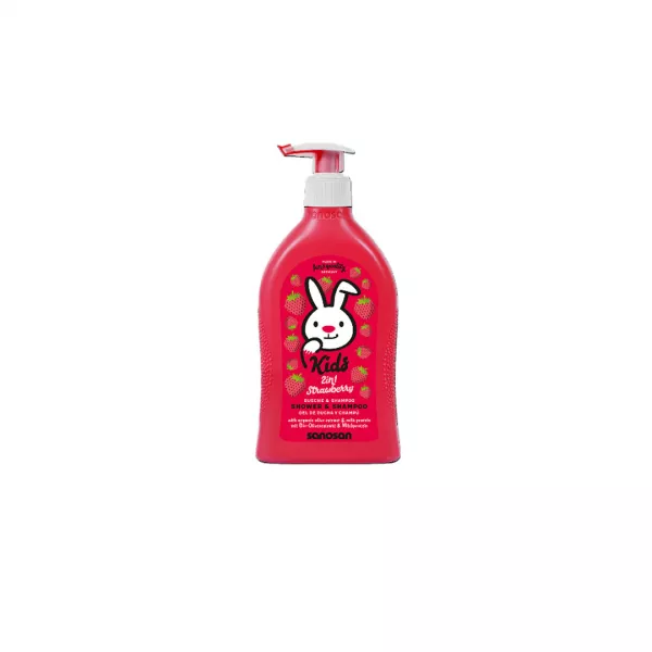 Gel de dus si sampon cu aroma de capsuni 2 in 1, 400 ml, Sanosan Kids