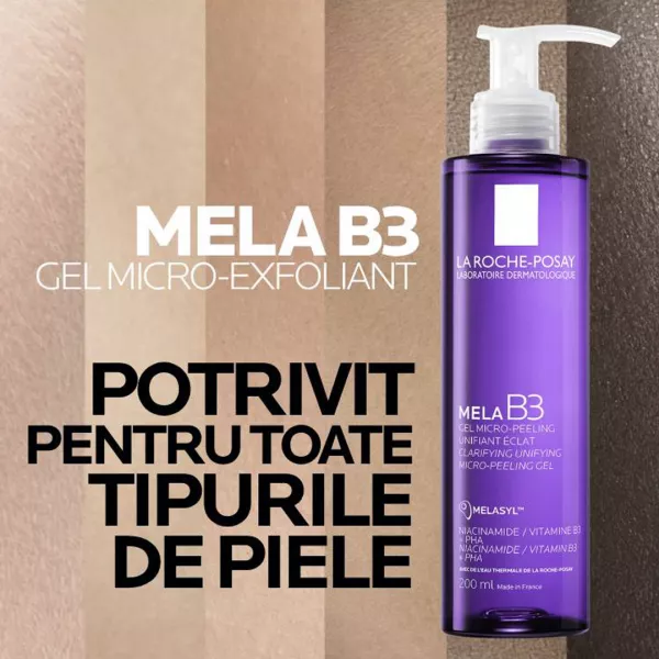 Gel micro-exfoliant anti-pete pigmentare Mela B3, 200 ml, La Roche Posay