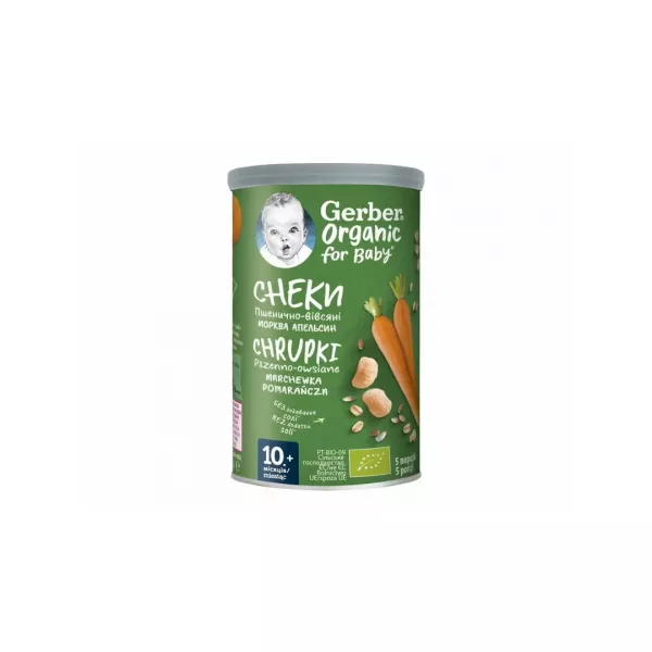 Gerber BIO Gustare cu cereale, morcovi si portocale, 35 g, de la 10 luni, Nestle