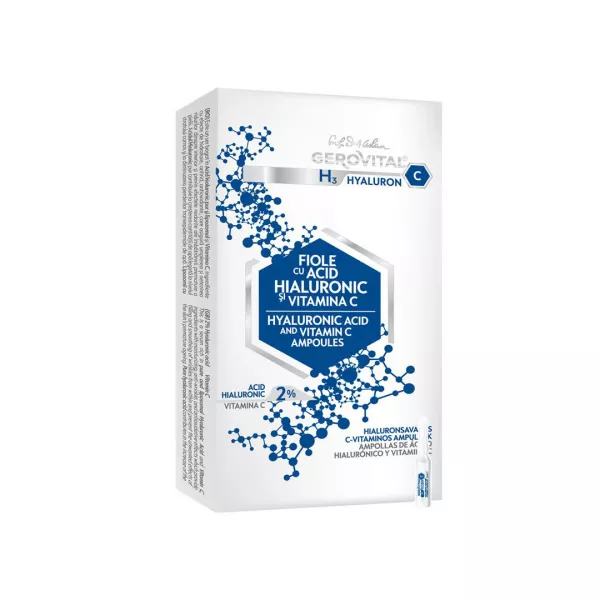 Fiole cu Acid Hialuronic, 2% Gerovital H3 Hyaluron C, 10 fiole x 2 ml
