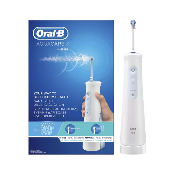 Irigator bucal Oral-B Aqua Care portabil, 2 trepte de intensitate, 1 capat, alb