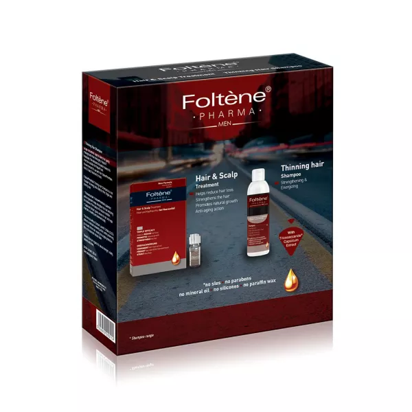 Kit Tratament + Sampon impotriva caderii parului pentru barbati, Foltene
