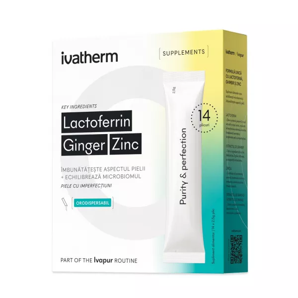 Lactoferrin Ginger Zinc, 14 plicuri orodispersabile, Ivatherm