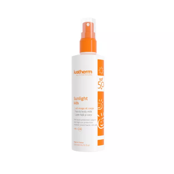 Lapte pentru copii cu protectie solara SPF 50+ Sunlight, 200 ml, Ivatherm