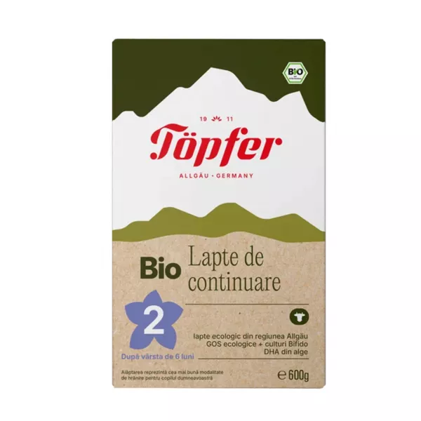 Lapte praf Bio 2, de la 6 luni, 600 g, Topfer