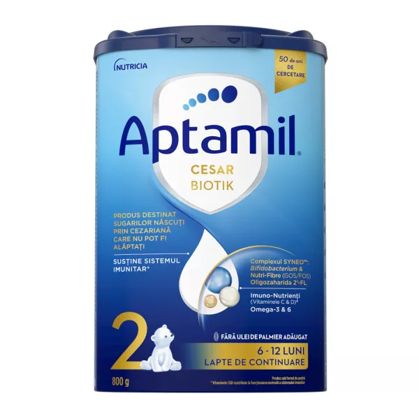Lapte Praf CesarBiotik 2, 6-12 luni, 800g, Aptamil
