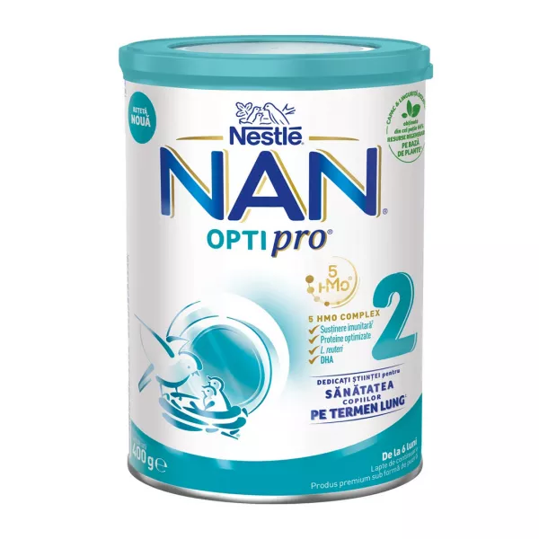 Lapte praf Nan 2 Optipro Premium +6 luni, 400 g, Nestle