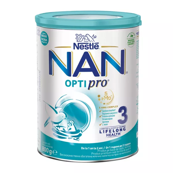 Lapte praf NAN 3 Optipro, 1-2 ani, 800 g, Nestle