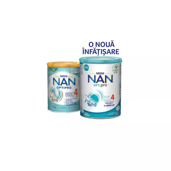 Lapte praf Nestle NAN 4 Optipro, 400 g, 2-3 ani