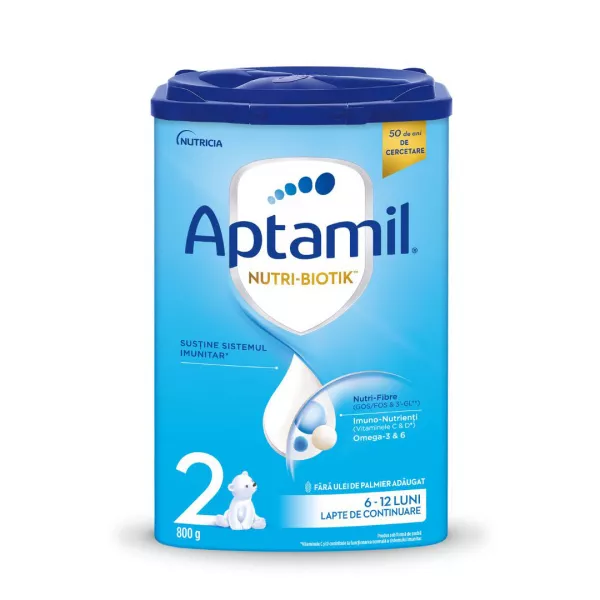 Lapte praf de continuare Nutri-Biotik 2, 6-12 luni, 800 g, Aptamil