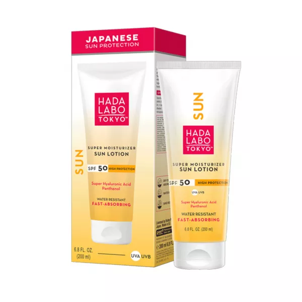 Lotiune de Corp pentru Protectie Solara cu SPF 50, Super Hidratanta, Rezistenta la Apa, 200ml, Hada Labo Tokyo