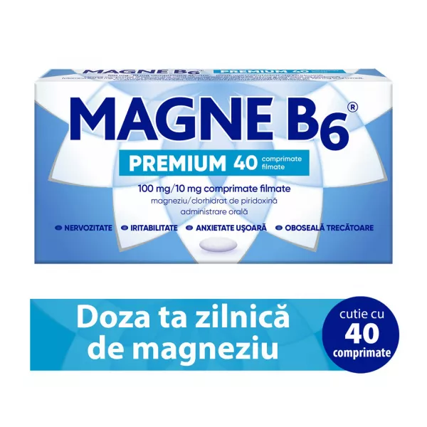 Magne B6 Premium, 100 mg/10 mg, 40 comprimate filmate, Sanofi