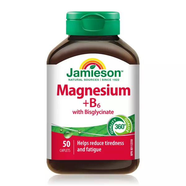 Magneziu bisglicinat cu Vitamina B6, 50 capsule, Jamieson