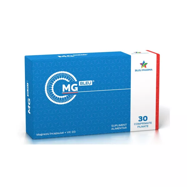 Magneziu incapsulat + Vitamina D 3 Mg Bleu, 30 comprimate, Bleu Pharma