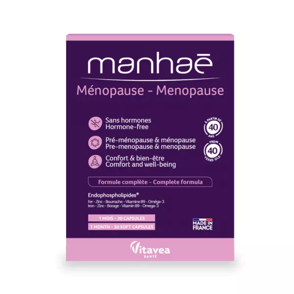Manhaé Ménopause, Menopauza, pentru menopauza si premenopauza, 30 capsule vegetale – pentru 1 luna, Vitavea