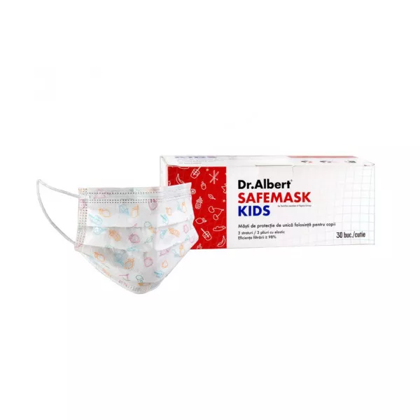 Masca de protectie pentru copii, set 30 buc, Dr. Albert