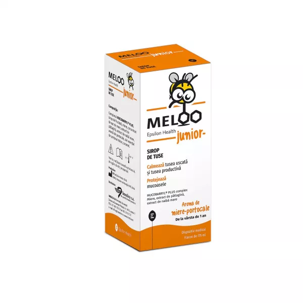 Meloo Junior sirop Miere si Portocale, 175 ml, Epsilon Health
