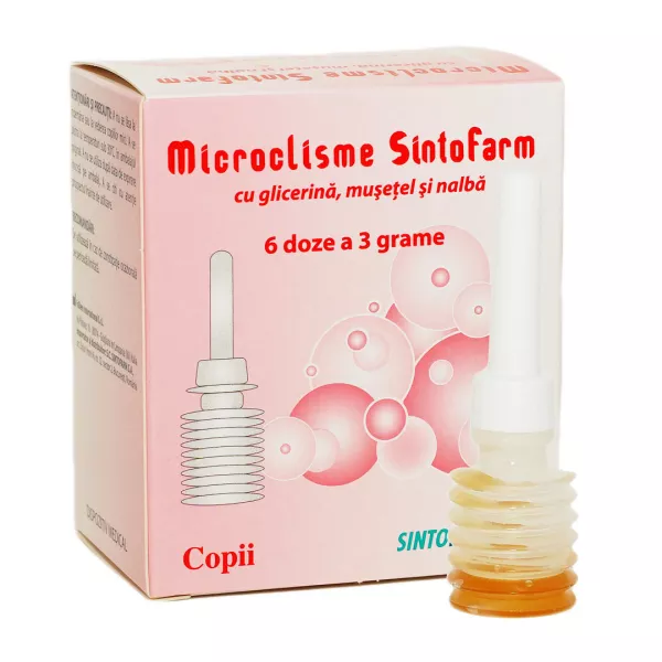 Microclisme cu glicerina, musetel si nalba pt copii, 6 bucati, Sintofarm