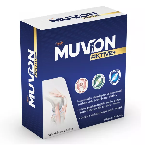 Supliment alimentar pentru articulatii Muvon Aktive Plus, 10 fiole, Sun Wave Pharma