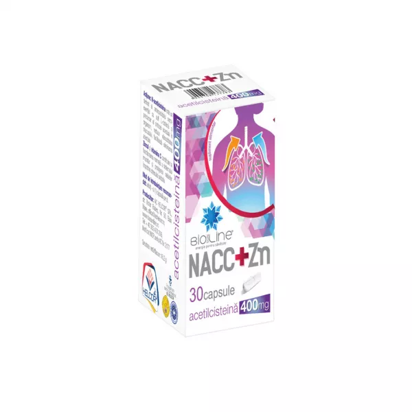 NAC+Zn 400 mg cu vitamina C si zinc Bioline, 30 capsule, Helcor