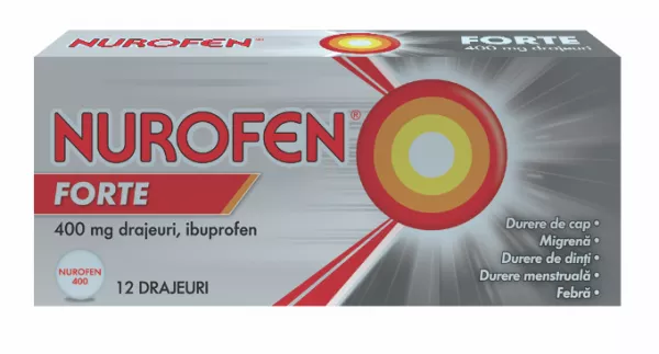 NUROFEN FORTE 400mg X 12 DRAJ. RECKITT BENCKISER HE CUTIE X 1 BLIST. AL/PVC X 12 DRAJ.