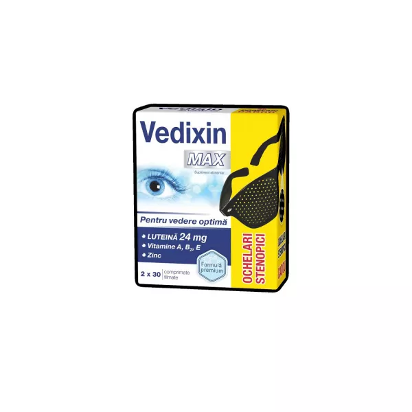 Oferta Pachet Vedixin MAX, 2x30 comprimate si Ochelari stenopici, Zdrovit
