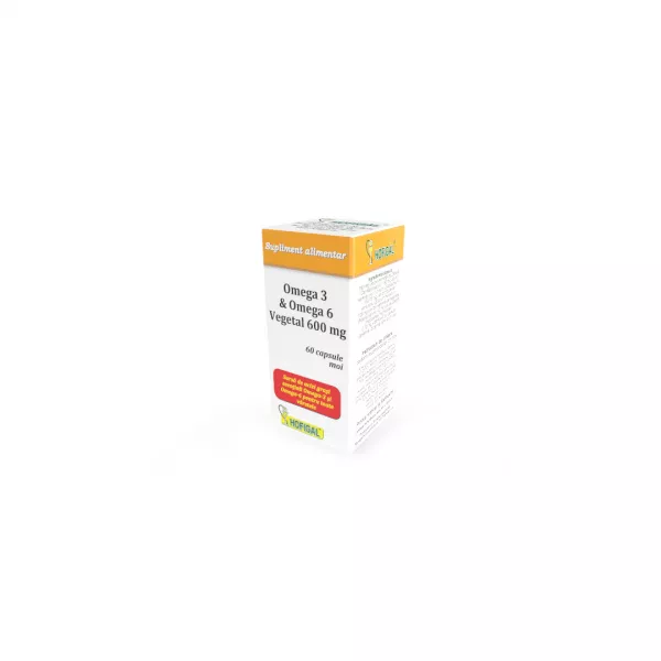 Omega 3 & Omega 6 vegetal 600mg, 60 capsule, Hofigal