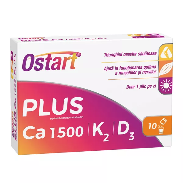 Ostart Plus Ca 1500 + K2 + D3, 10 plicuri, Fiterman