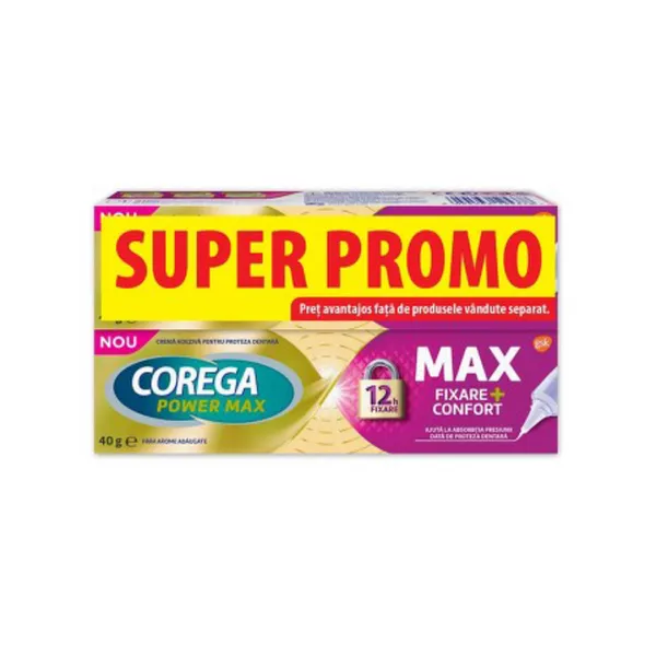 Pachet: Corega Max Fixare + Confort Crema adeziva 40g