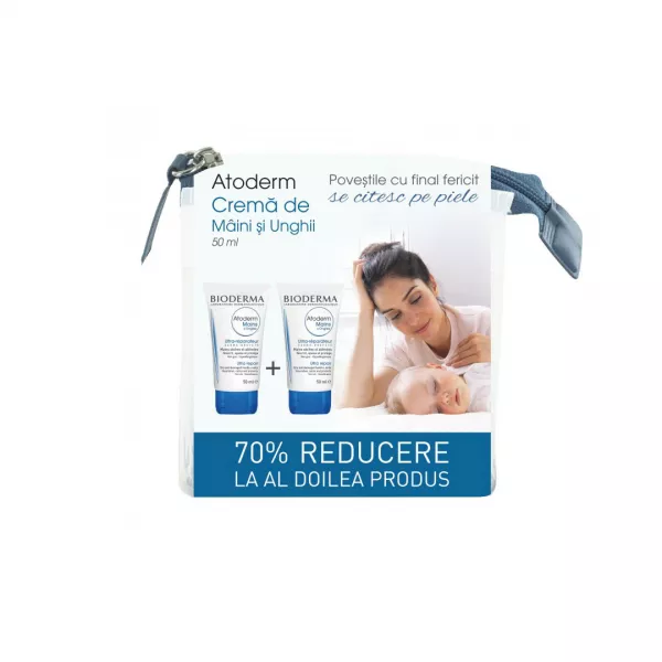 Pachet: Crema de maini si unghii Atoderm,  50 ml, (al 2-lea produs cu -70% Reducere), Bioderma