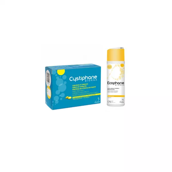 Pachet Cystiphane, 120 comprimate + Sampon pentru par fragil Ecophane, 100 ml, Biorga