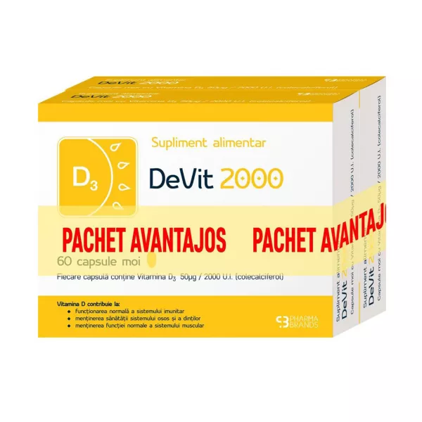 Pachet: DeVit 2000, 60 capsule + 60 capsule, Pharma Brands