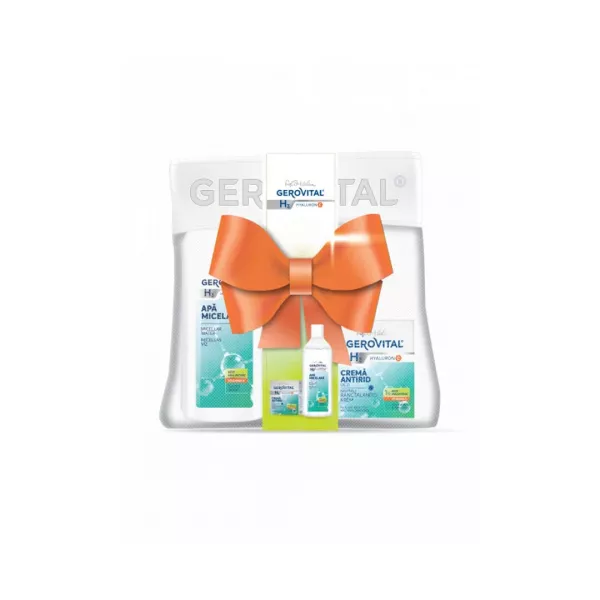 Pachet: Gerovital H3 Hyaluron C, Crema de zi antirid si Apa micelara