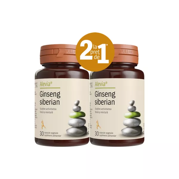 Pachet Ginseng Siberian, 30 comprimate, Alevia (1+1)