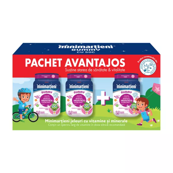 Pachet: Minimartieni Gummy cu soc 2+1, 60 jeleuri, Walmark
