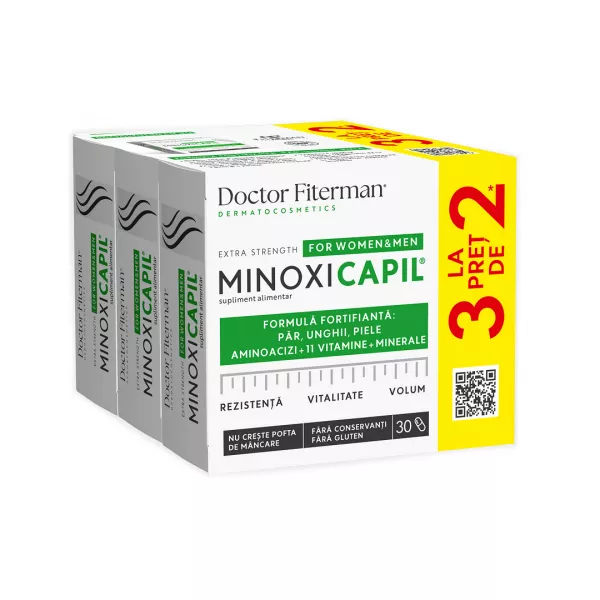 Pachet Minoxicapil, 3 x 30 capsule, Doctor Fiterman
