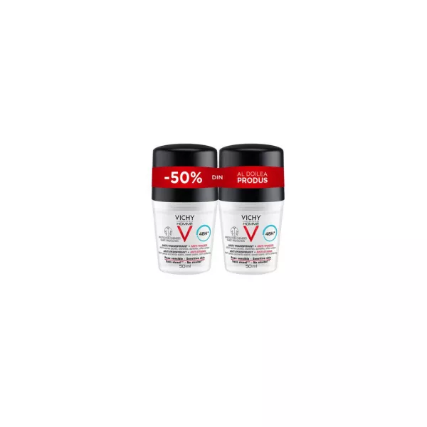 Pachet: Roll-on Homme anti-urme, eficacitate 48h, 2 x 50ml, Vichy