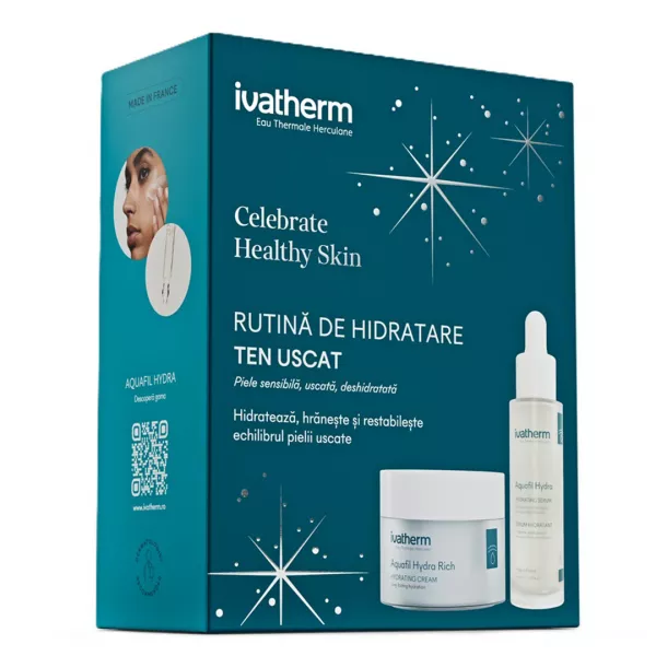 Pachet: Ser hidratant Aquafil Hydra 30 ml + Crema hidratanta Aquafil Hydra Rich 50 ml, Ivatherm