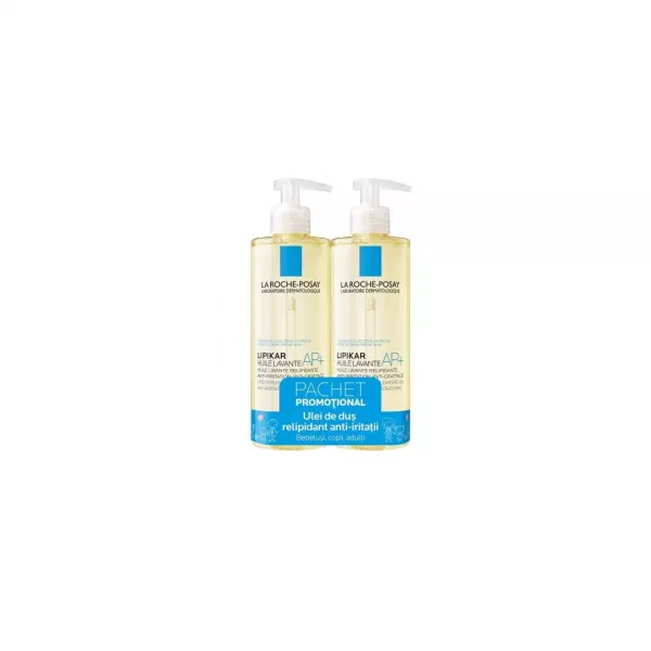 Pachet: Ulei de spalare pentru piele sensibila Lipikar AP+, 400 + 400 ml, La Roche Posay