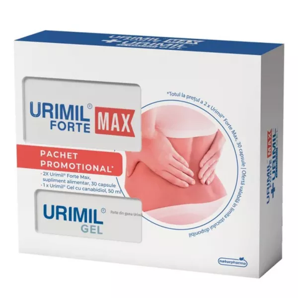 Pachet: Urimil Forte Max 2 x 30 capsule si Gel Urimil 50 ml, NaturPharma