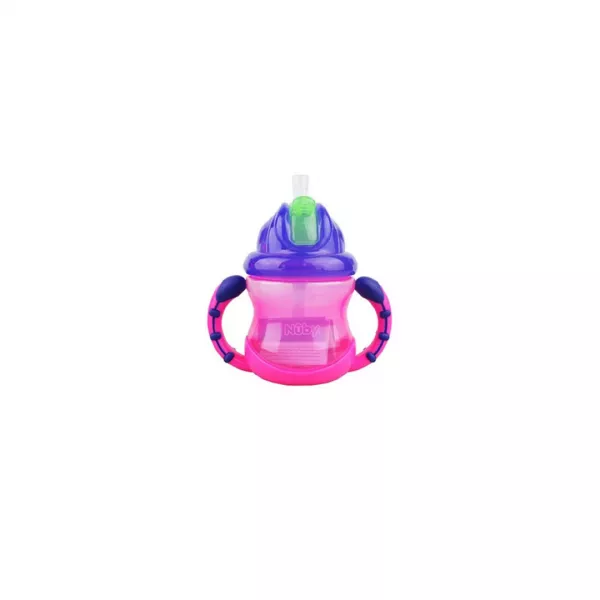 Pahar cu pai si manere, Vari Flo sistem Flip It/Click Lock, 240 ml, 12 luni+, Nuby