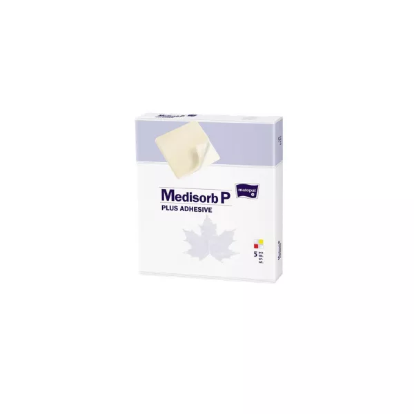 Pansament absorbant, poliuretan, Medisorb P Plus Adhesive, 15 x 15cm, 5 bucati, Matopat