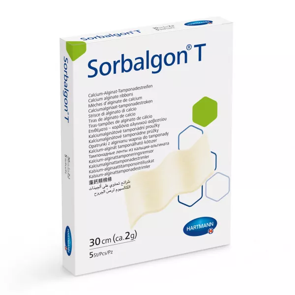 Pansament din alginat de calciu Sorbalgon T, 30 cm, 1 cutie/5 bucati, Hartmann