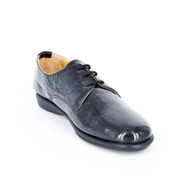 Pantofi dama din piele cu siret Relax001, negru