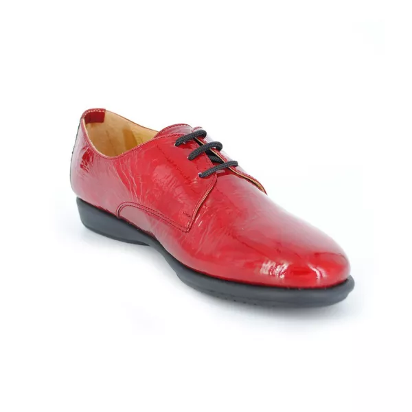 Pantofi dama din piele cu siret Relax001, rosu