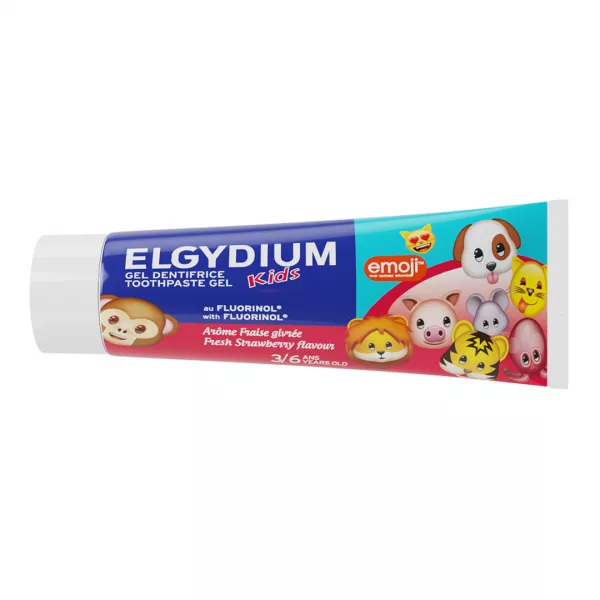 Pasta de dinti cu aroma de capsuni Kids Emoji, 50 ml, Elgydium