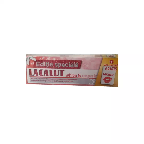 Pasta de dinti Lacalut White & Repair, 75 ml + ata dentara Cadou