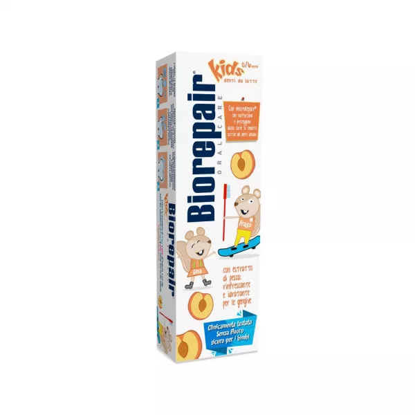 Pasta de dinti pentru copii cu extract de piersica Biorepair Kids 0-6 ani, 50 ml, Coswell