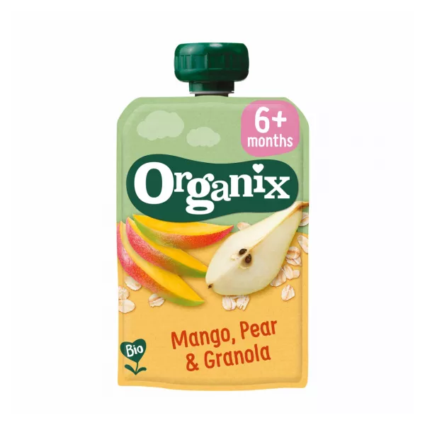 Piure Bio din mango, pere si ovaz, +6 luni, 100 g, Organix
